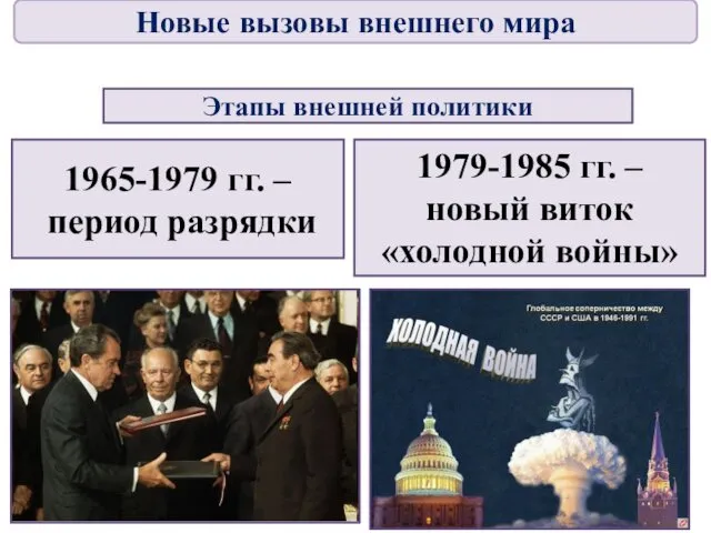Этапы внешней политики 1965-1979 гг. – период разрядки 1979-1985 гг.