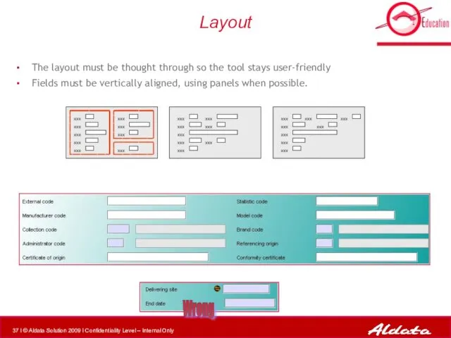 Layout The layout must be thought through so the tool