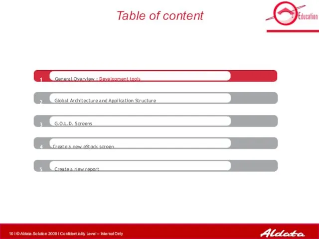 General Overview : Development tools 1 2 3 Table of