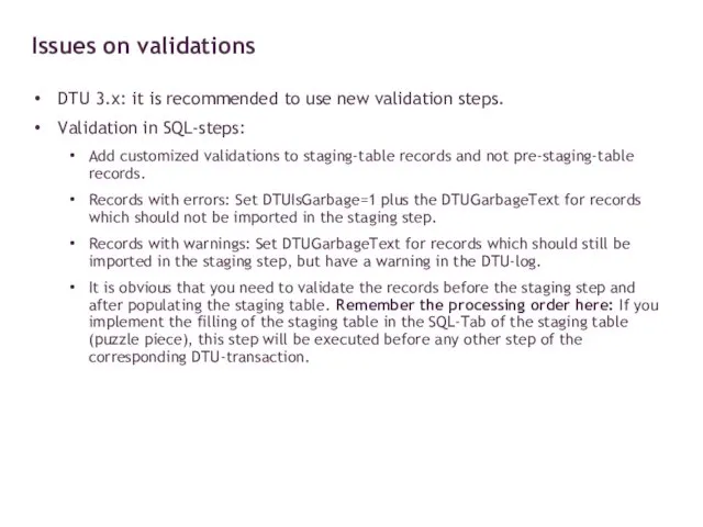 Issues on validations DTU 3.x: it is recommended to use