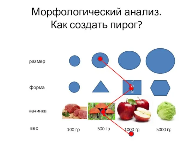 Морфологический анализ. Как создать пирог? размер форма начинка вес 100