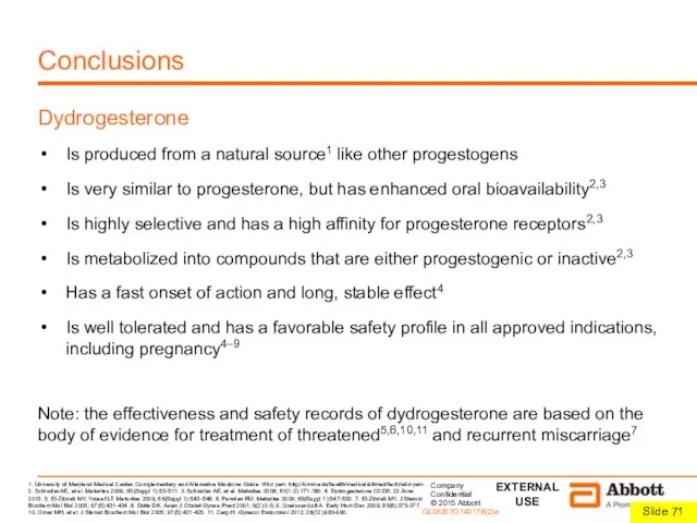 Conclusions Dydrogesterone Is produced from a natural source1 like other