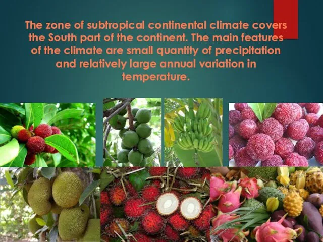 The zone of subtropical continental climate covers the South part