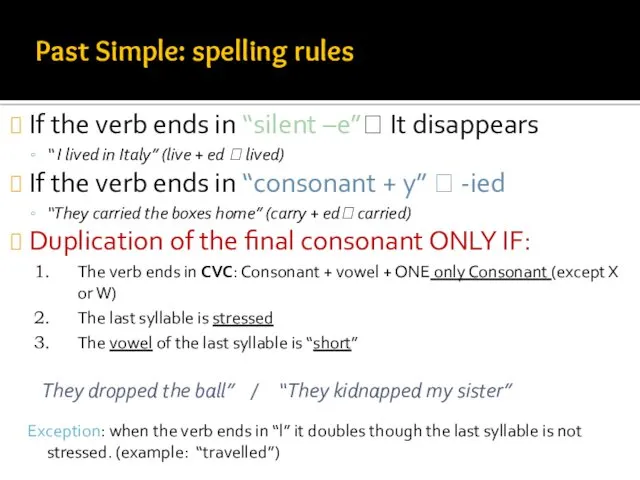 If the verb ends in “silent –e”? It disappears “ I lived in