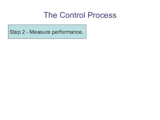 The Control Process Step 2 - Measure performance.