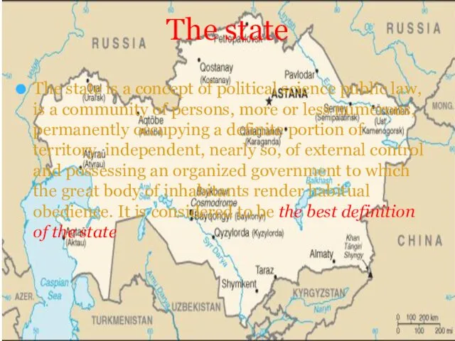 The state The state is a concept of political science public law, is