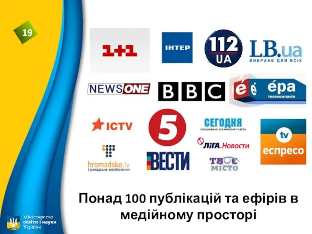 Понад 100 публікацій та ефірів в медійному просторі