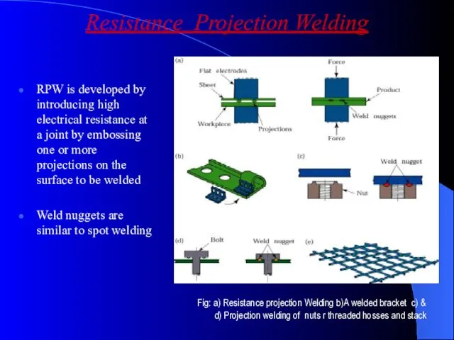 Resistance Projection Welding RPW is developed by introducing high electrical resistance at a
