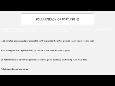 SOLAR ENERGY. OPPORTUNITIES