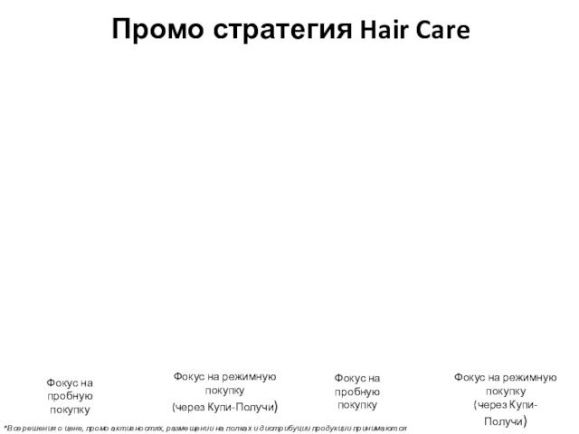 Промо стратегия Hair Care  *Все решения о цене, промо активностях, размещении