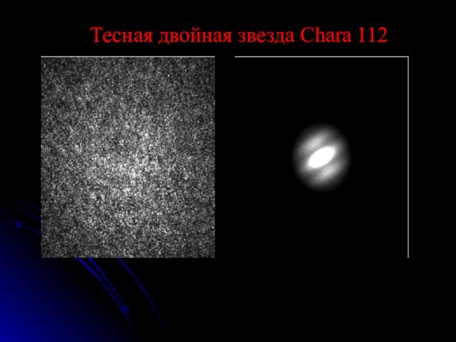 Тесная двойная звезда Chara 112 Спекл изображениеСпектр мощности, расстояние между компонентами 0.04”