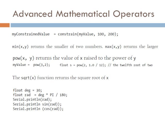 Advanced Mathematical Operators