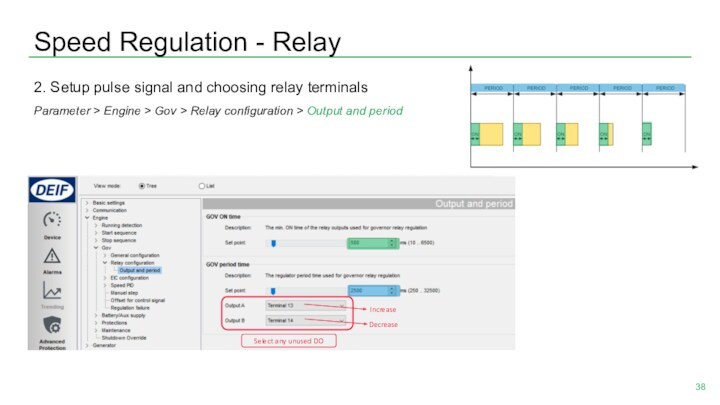 Speed Regulation - Relay2. Setup pulse signal and choosing relay terminalsParameter > Engine > Gov
