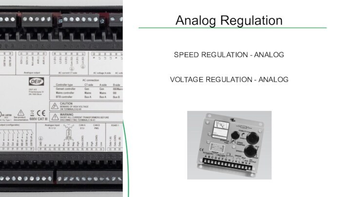 Analog RegulationSPEED REGULATION - ANALOGVOLTAGE REGULATION - ANALOG