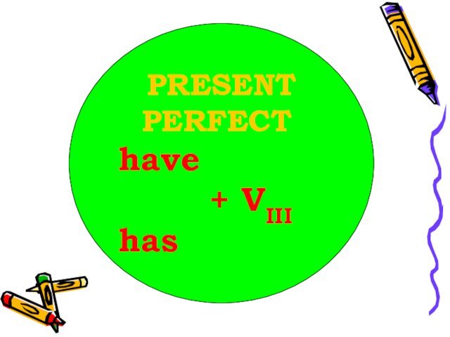PRESENT PERFECT 	have        + VIIIhas