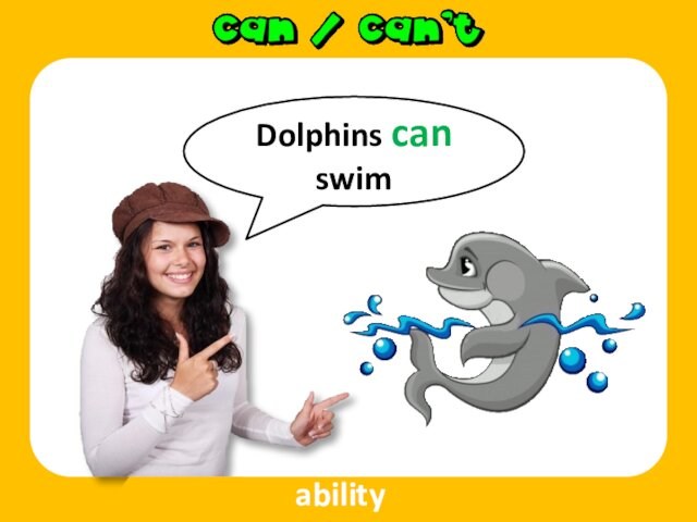 Dolphins can swim  ability