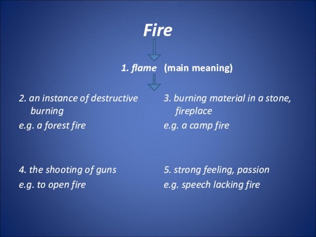 Fire            1. flame (main