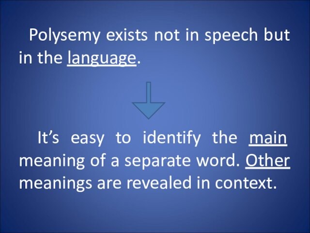 Polysemy exists not in speech but in the language. It’s easy to identify the