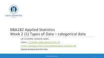 Types of Data – categorical data. Week 2 (1)