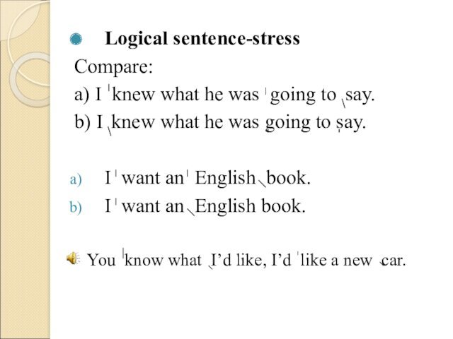 Logical sentence-stressCompare:a) I knew what he was going to \say. b) I