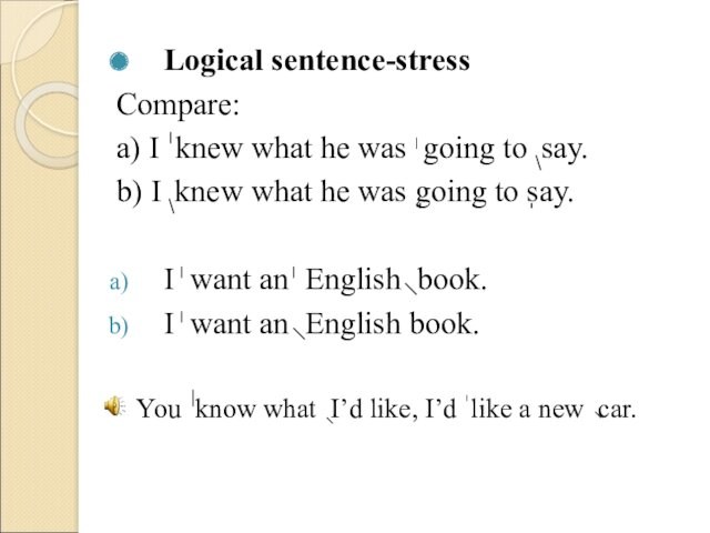 Logical sentence-stressCompare:a) I knew what he was going to \say. b) I \knew what he