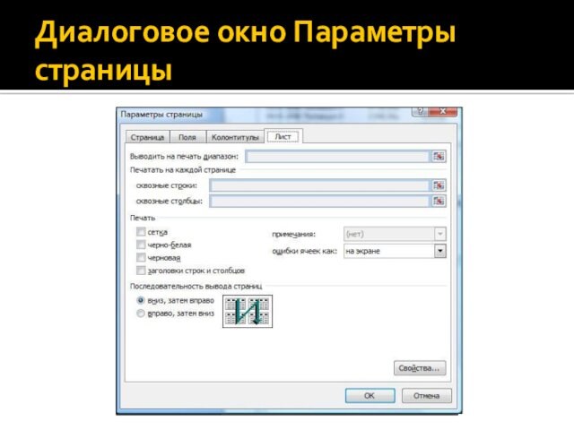 Диалоговое окно Параметры страницы