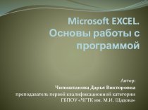 Microsoft EXCEL. Основы работы с программой