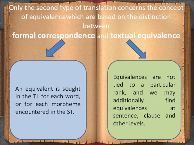 are based on the distinction between formal correspondence and textual equivalenceAn equivalent is sought