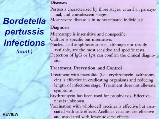 Bordetella pertussis Infections (cont.)REVIEW