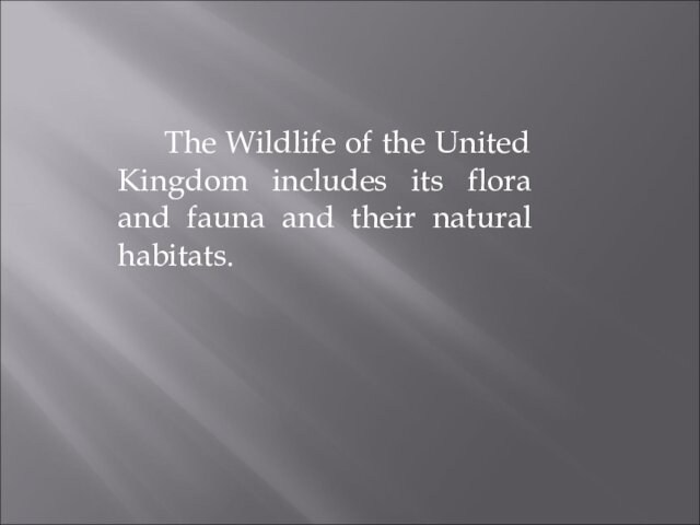 The Wildlife of the United Kingdom includes its flora and fauna and their