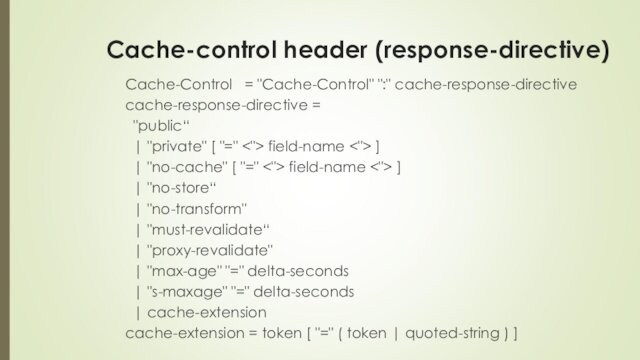Cache-control header (response-directive)Cache-Control  = 