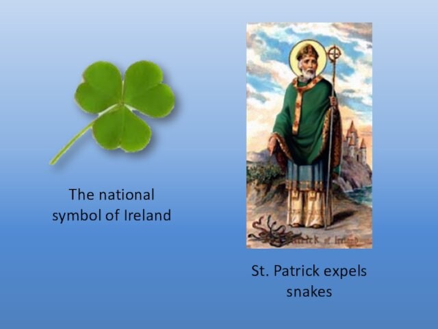 The national symbol of IrelandSt. Patrick expels snakes