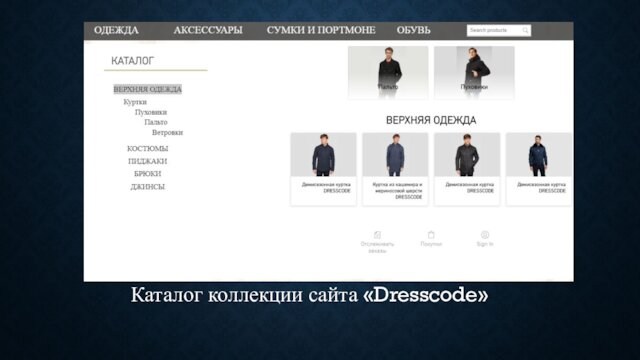 Каталог коллекции сайта «Dresscode»