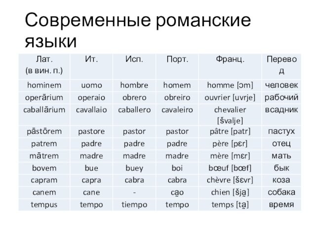 Современные романские языки