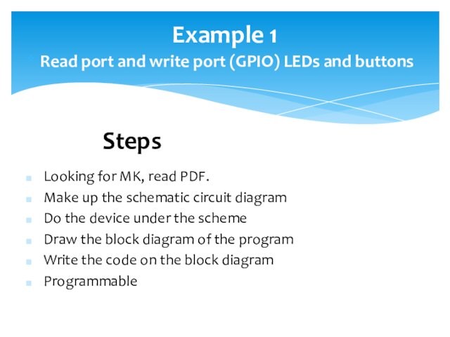 Example 1Read port and write port (GPIO) LEDs and buttons