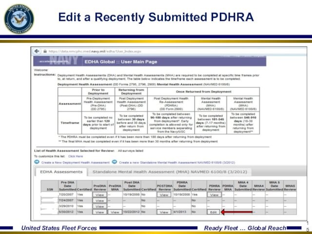 Edit a Recently Submitted PDHRA