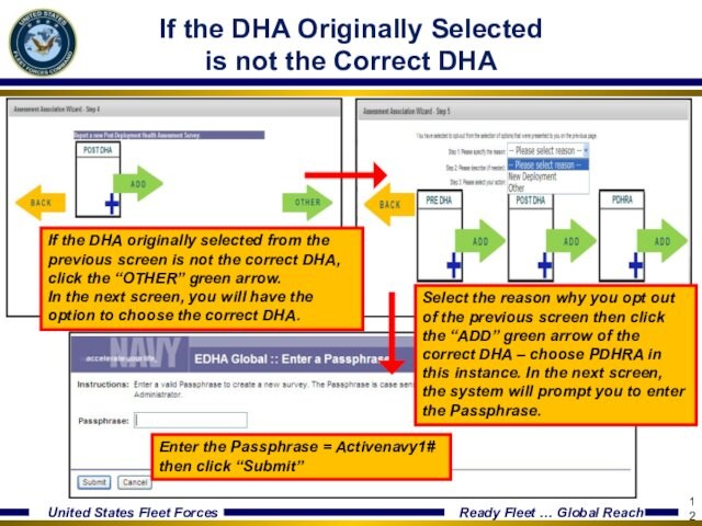 If the DHA Originally Selected is not the Correct DHAIf the DHA originally selected from the