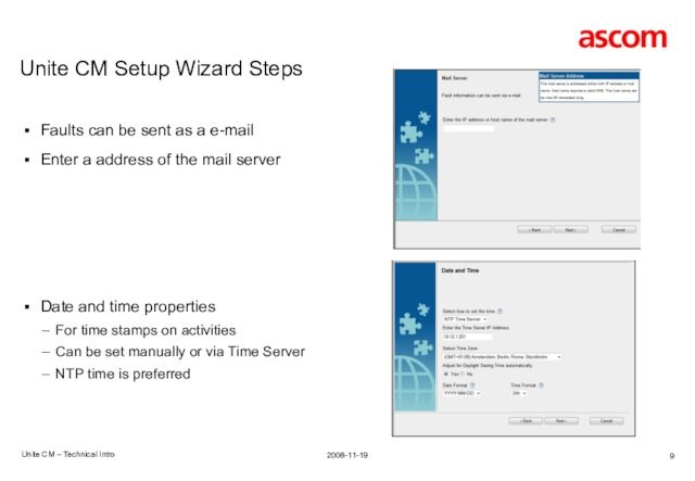 Unite CM Setup Wizard StepsFaults can be sent as a e-mailEnter a address of the mail