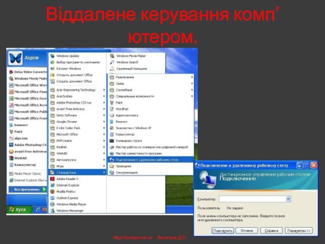 Віддалене керування комп’ютером.http://leontyev.at.ua  Леонтьєв Д.О.
