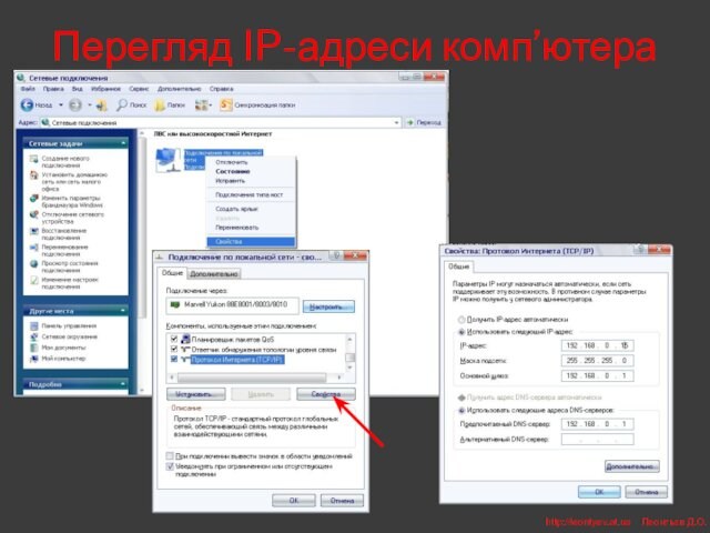 Перегляд IP-адреси комп’ютераhttp://leontyev.at.ua  Леонтьєв Д.О.