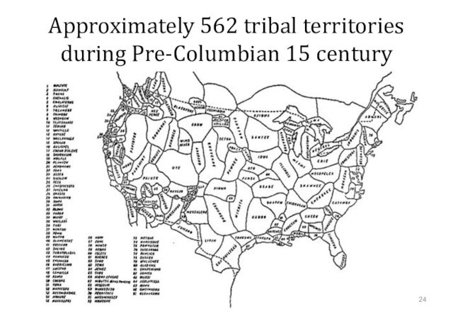 Approximately 562 tribal territories during Pre-Columbian 15 century