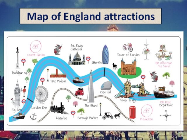 Map of England attractions