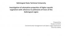 Investigation of adsorption properties of higher aquatic vegetation with reference to pollutants of rivers