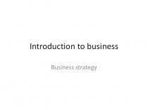 Introduction to business. Business strategy