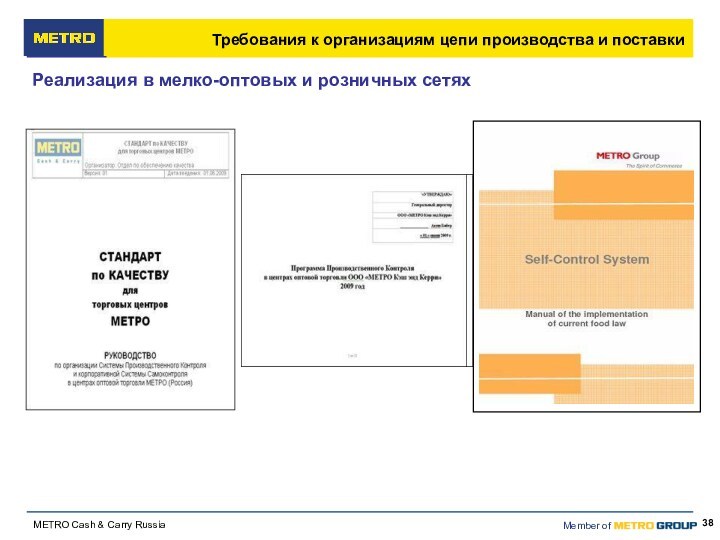 Реализация в мелко-оптовых и розничных сетяхТребования к организациям цепи производства и поставки