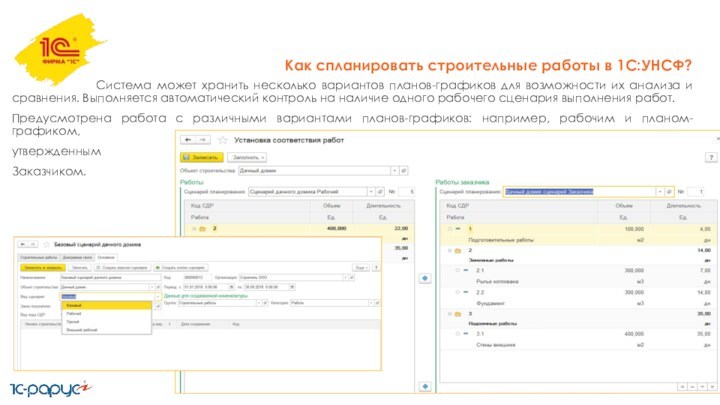 Система может хранить несколько вариантов планов-графиков для возможности их анализа