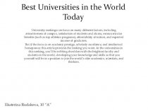 Best Universities in the World Today