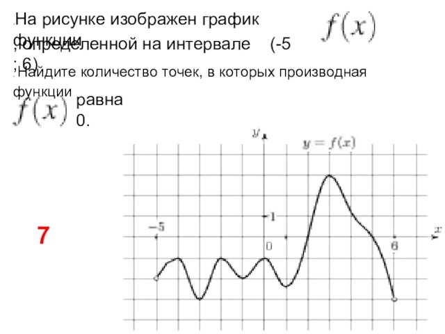 .На рисунке изображен график функции , определенной на интервале (-5 ; 6) . Найдите количество