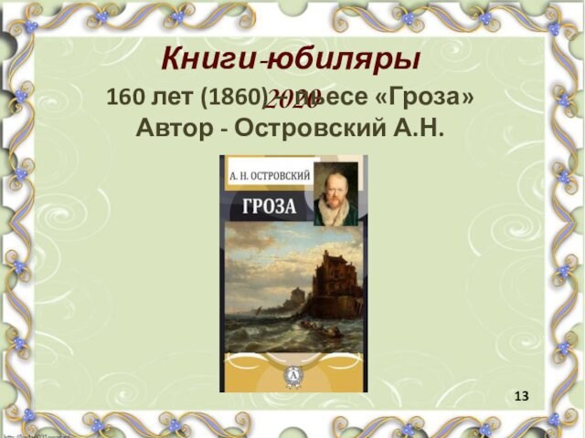 Книги-юбиляры 2020 160 лет (1860) – пьесе «Гроза» Автор - Островский А.Н. 13