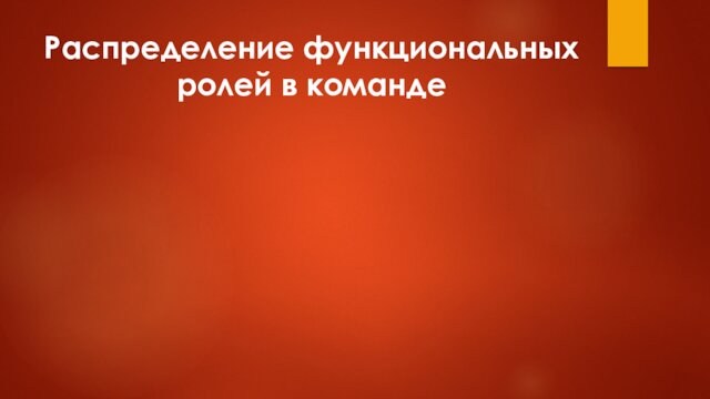 Распределение функциональных ролей в команде